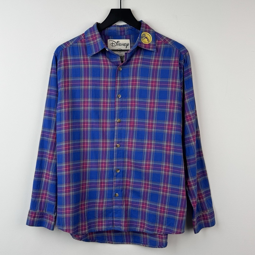 Disney Cakeworthy Shirt L Blue Plaid Hercules Zero To Hero Casual Long Sleeve